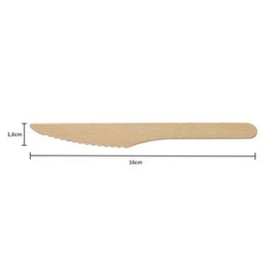 Faca Descartável E Biodegradável De Madeira, 16cm - 100 Unidades