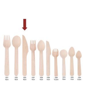 Faca Descartável E Biodegradável De Madeira, 16cm - 100 Unidades