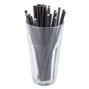 Canudo Em Papel Preto, Biodegradável, Embalado Em Sachê De Papel, 6mm, 20cm - 100 Unidades