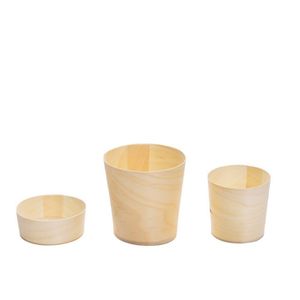 Mini Pote Descartável Biodegradável Em Madeira, 4,5cm X 4,5cm - 100 Un