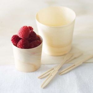 Mini Pote Descartável Biodegradável Em Madeira, 4,5cm X 4,5cm - 100 Un