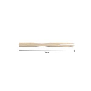 Mini Garfo Para Petiscos Descartável Em Bambu, 9cm - 100 Unidades
