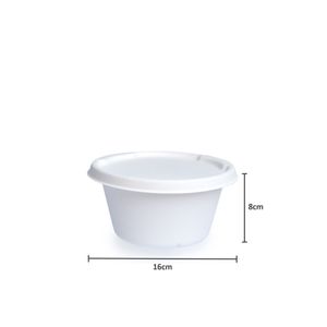Bowl Descartável Biodegradável Com Tampa Em Bagaço De Cana, Redondo, 900ml - 50 Unidades
