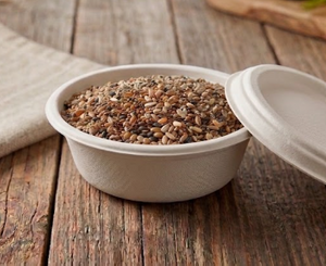 Bowl Descartável Biodegradável Com Tampa Em Bagaço De Cana, Redondo, 680ml - 50 Unidades