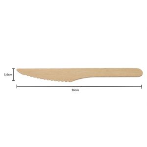 Faca Descartável E Biodegradável De Madeira, 16cm - 100 Unidades