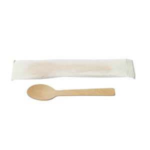Colher Descartável E Biodegradável De Madeira, Embalada Individualmente, 10cm - 100 Unidades

