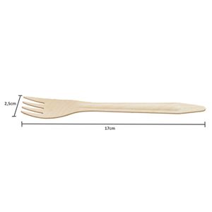 Garfo Descartável De Madeira Encerada, 17cm, 100 Unidades