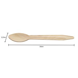 Colher Descartável De Madeira Encerada, 14cm, 100 Un
