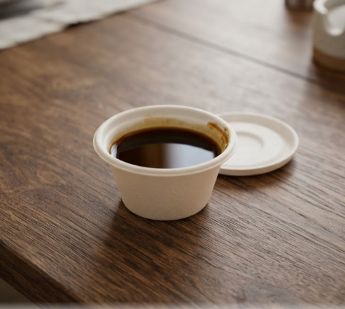 Pote Com Tampa Descartável E Biodegradável Em Bagaço De Cana, 60ml - 100 Unidades
