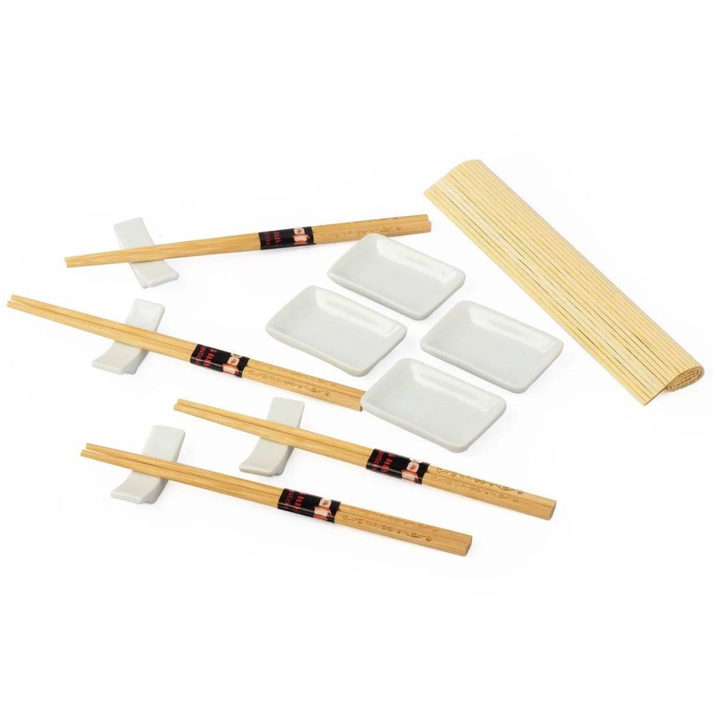 Jogo de Pratos com Hashi e Molheira com 06 Peças Japanese Collection