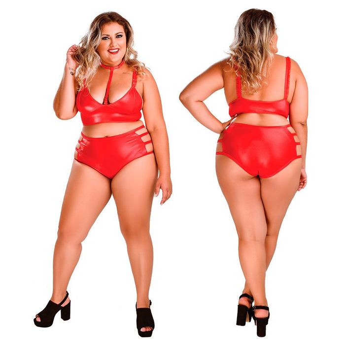 HOT PANTS PLUS SIZE VERMELHO
