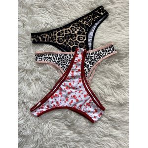 Kit 3 Calcinhas Tanga Estampadas Em Tecido De Microfibra