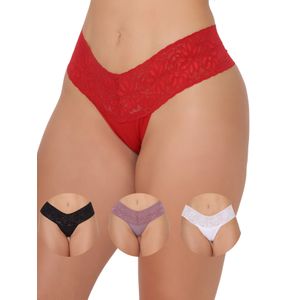 Kit 3 Calcinhas Fio Duplo Com Renda Na Cintura 