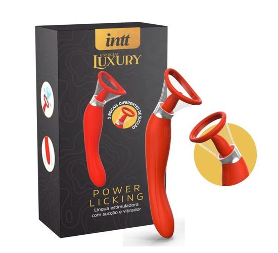 VIBRADOR COM SUGADOR POWER LICKING  3 EM 1 LUXURY INTT