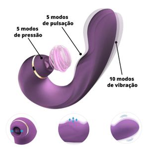 VIBRADOR ESTIMULADOR CLITORIANO 3 EM 1 - 10 MODOS DE VIBRAÇÃO