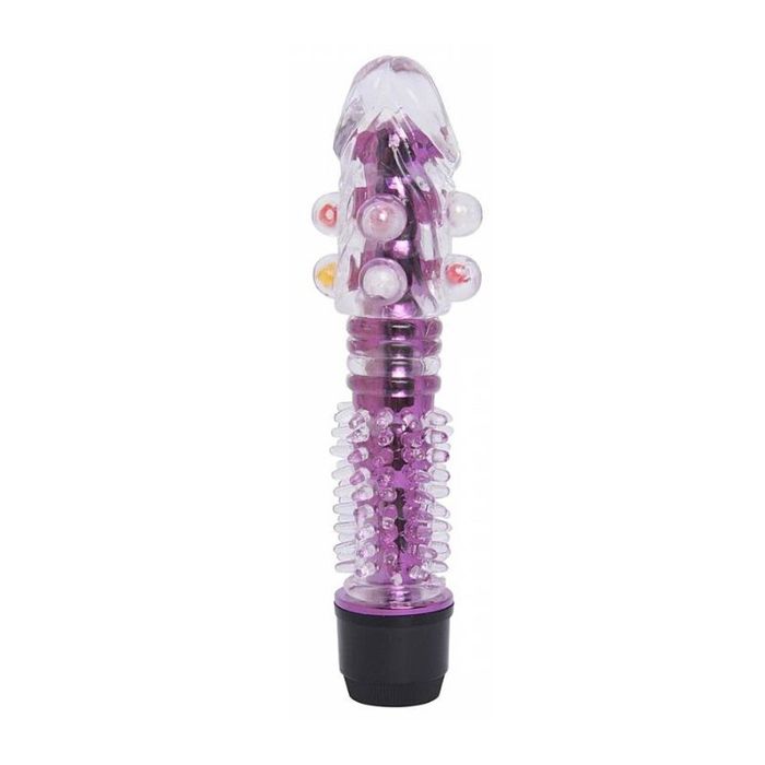 VIBRADOR DILDO PERSONAL COM CAPA TEXTURIZADA EM JELLY PONTA DE BOLINHAS