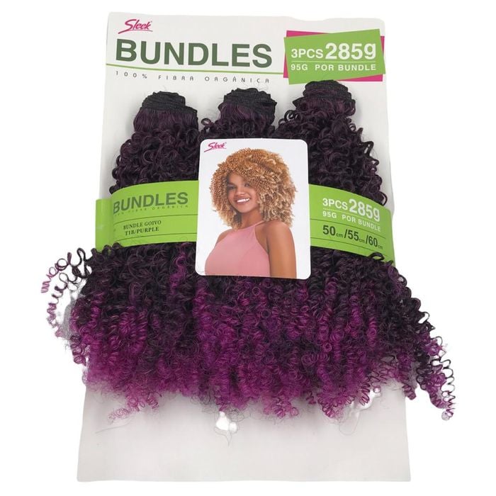 Cabelo Orgânico Cacheado - Sleek Bundles - Goivo T1BPURPLE