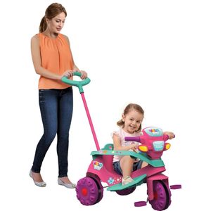 Triciclo Velobaby Passeio e Pedal - Rosa - Ref 207 BANDEIRANTE