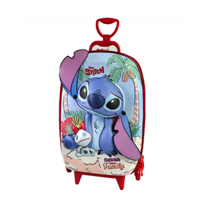 Kit Mochila Infantil Rodinhas + Lancheira Stitch Praia 3D - Ref KL88630