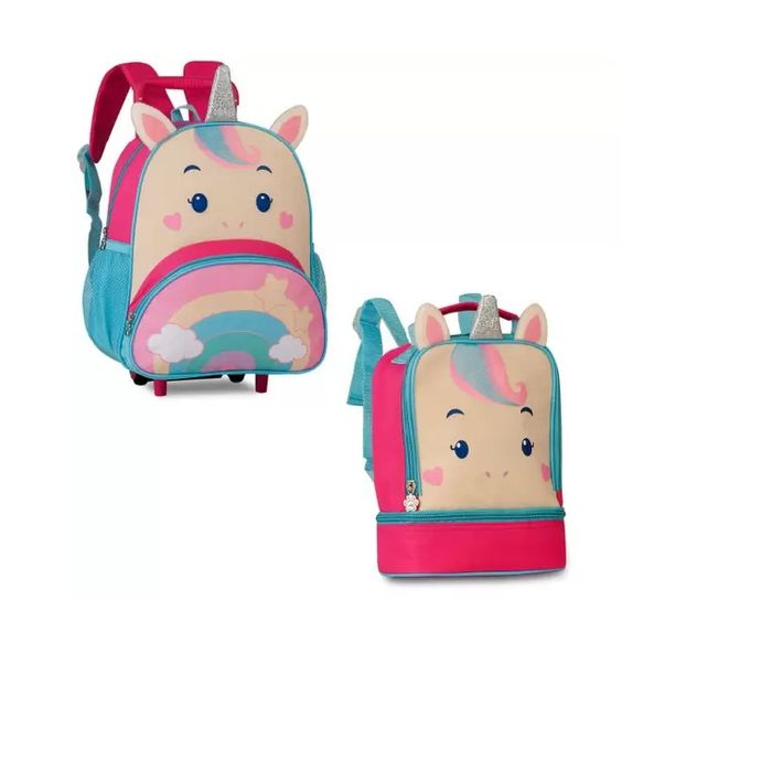 Kit Mochila de Rodinha Unic½rnio + Lancheira - Ref CP2654B