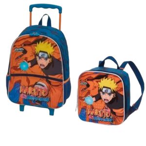 Kit Mochila Carrinho + Lancheira Infantil Naruto Shippuden Kurama - Ref 978C01