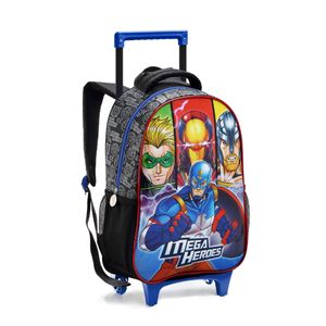 Kit Mochila Carrinho + Lancheira + Estojo Heroes Action - Ref MR41420