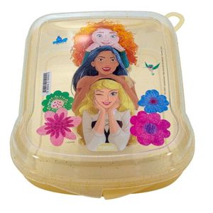 Kit Escolar Infantil Sanduicheira + Garrafa + Shakeira + Kit 3 Potes  - Princesas Disney