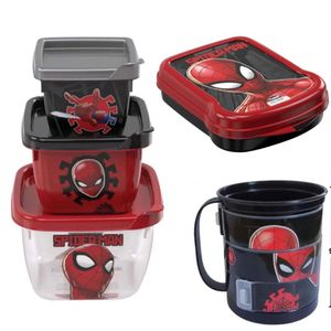 Kit Escolar Infantil Sanduicheira + Caneca Divertida + Kit 3 Potes - Spider Man