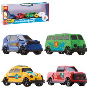 Kit 4 Carrinhos Pop Cars Collection - Orange Toys REF0491