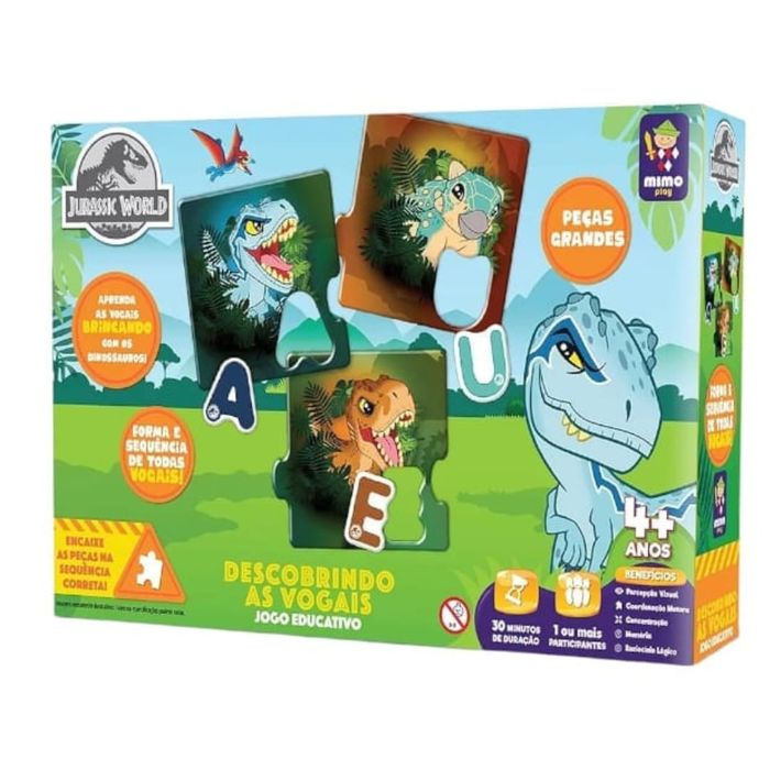 Jogo Educativo Jurassic Park Descobrindo as Vogais - Ref 2050 - Mimo Brinquedos