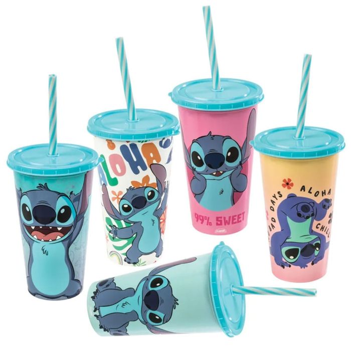 Copo Shake com Canudo Stitch 500ml - Ref 15831 - PLASUTIL