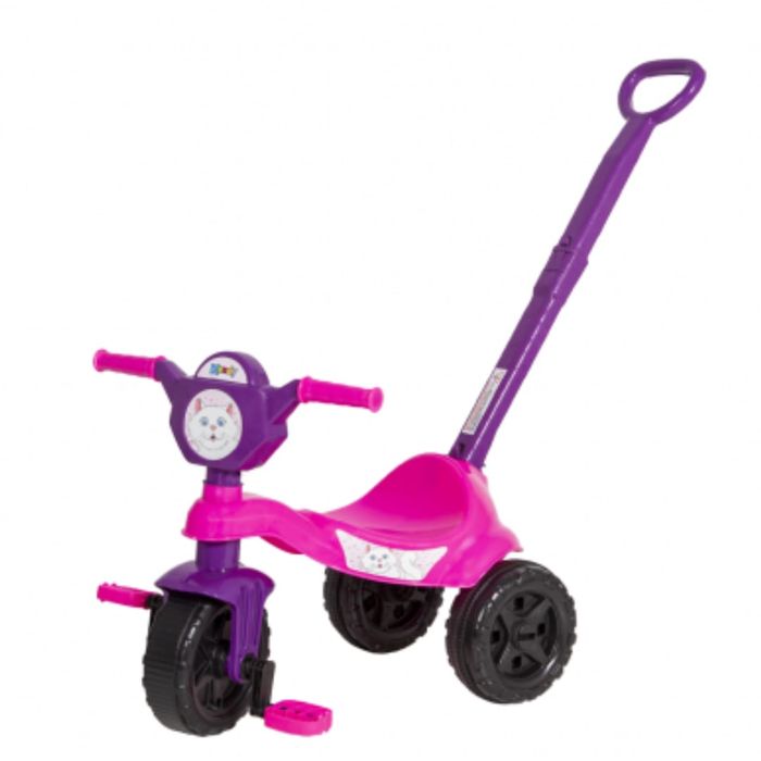 Carrinho de Passeio/Pedal Infantil Kemotoca Gatinha com Haste - Ref BQ0509M Kendy Brinquedos