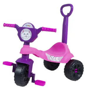 Carrinho de Passeio/Pedal Infantil Kemotoca Gatinha com Haste - Ref BQ0509M Kendy Brinquedos