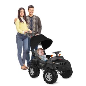 Carrinho de Passeio e Pedal Super Banjipe com Capota Preto Bandeirante.