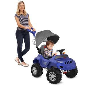 Carrinho de Passeio e Pedal Super Banjipe com Capota Azul Bandeirante