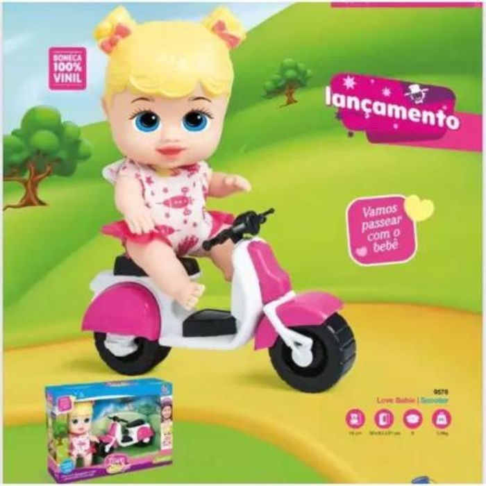 Boneca Motoqueira Love Babie Scooter