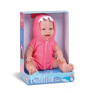 Boneca Bebê Menina Baby Babilina Shark Roupão Banho Tubarão - Bambola