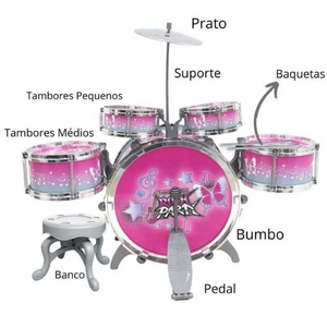 Bateria Rock Party Rosa - Ref DMT6068