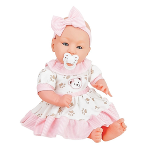 Bebê Reborn menina Vestido Estampado com Chupeta - Brink Model