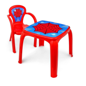 KIT MESA E CADEIRA ARANHA - AZUL E VERMELHO