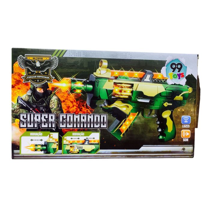 Brinquedo- Arma super comando vibração, luz e som- 99Toys