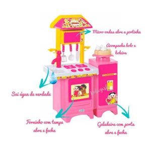 Cozinha Infantil Completa Turma da Mônica Com água Fogão e Geladeira Magic Toys 8076