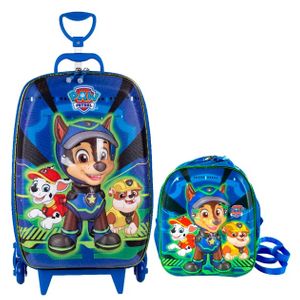 Kit Mochila Infantil patrulha canina Diplomata Maxtoy - Mala Infantil com Rodinha Tripla + lancheira Infantil com Al‡a d