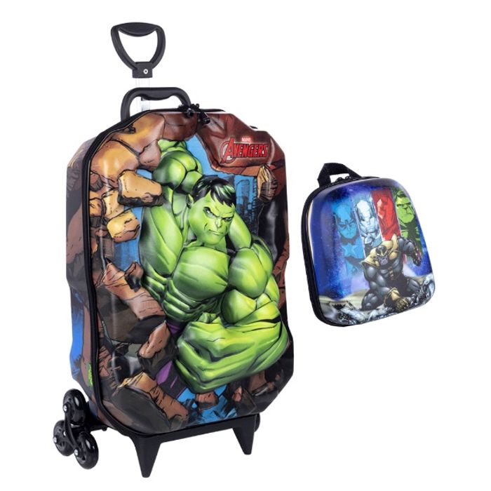 kit Mochila de rodinhas triplas Infantil Marvel Avengers e lancheira Thanos Marvel Avengers Maxtoy Diplomata