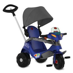 Triciclo VeloBaby Reclinavel c/ Capota Passeio e Pedal (Azul) - Ref 368 BANDEIRANTE