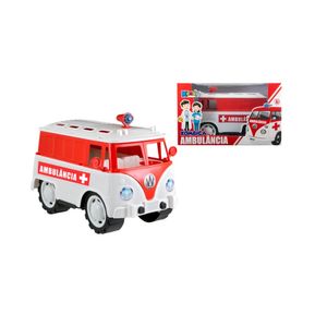 Carrinho de Brinquedo Kombica Ambulância - Ref BQ9074A Kendy Brinquedos