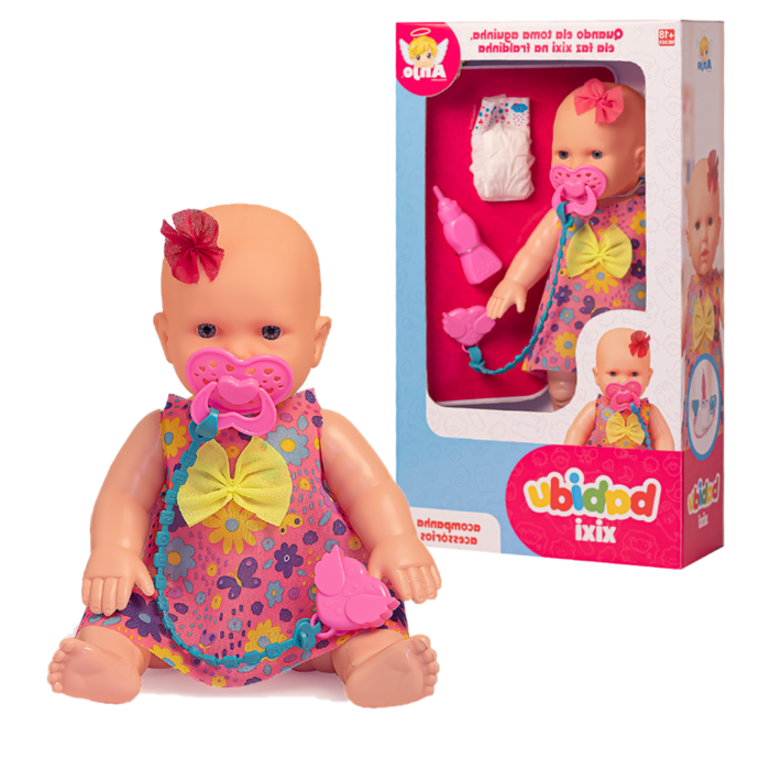 Boneca Infantil Babidu Xixi 2376 Anjo