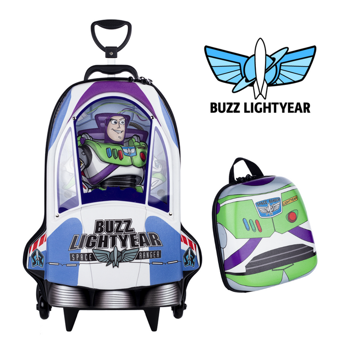 Kit Infantil Buzz Lightyear Toy Story - Mala Infantil com Rodinha Tripla - Diplomata Maxtoy -38521AM22