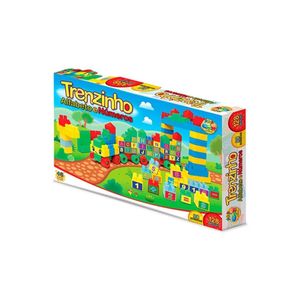 Trenzinho Alfabeto Números Blocos 128 Pcs - Ref 352 GGB BRINQUEDOS