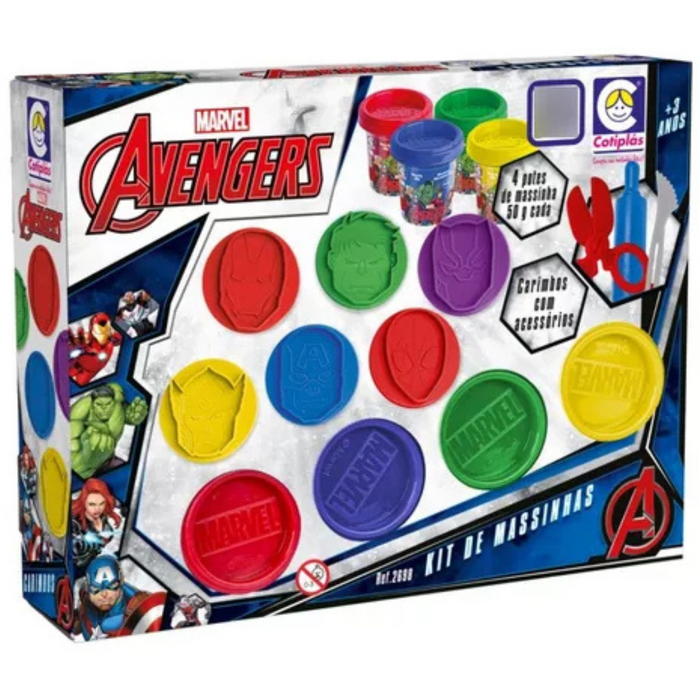 KIT MASSINHA  AVENGERS COM CARIMBO E ACESSORIOS 2698 COTIPLAS